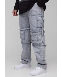 BoohooMAN - Tall Acid Wash Strappy Relaxed Fit Cargo Pants - Lyst