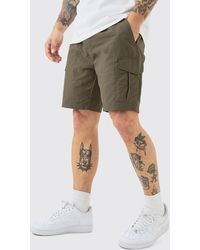 Boohoo - Slim Fit Elasticated Waist Nylon Cargo Shorts - Lyst