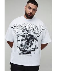 BoohooMAN - Plus Oversized Heavyweight Large Scale Print Extended Neck Official T-Shirt - Lyst