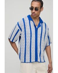BoohooMAN - Boxy Stripe Open Stitch Knitted Shirt - Lyst