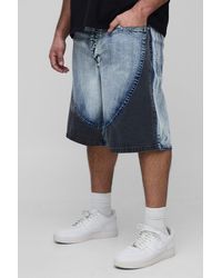 BoohooMAN - Plus Relaxed Fit Colour Block Panelled Jorts - Lyst