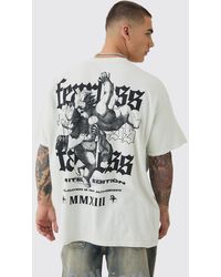 BoohooMAN - Oversized Extended Neck Renaissance Print Wash T-shirt - Lyst