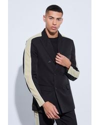 BoohooMAN - Contrast Panel Double Breasted Relaxed Fit Blazer - Lyst