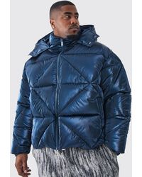 BoohooMAN - Plus Metallic Boxy Quilted Puffer - Lyst