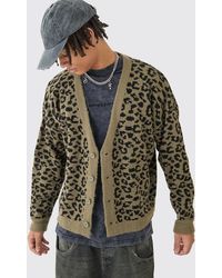 Boohoo - Boxy Oversized Brushed Leopard All Over Cardigan - Lyst