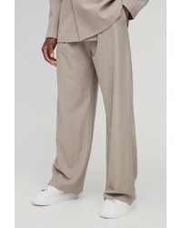 BoohooMAN - Nadelstreifen Hose mit weitem Bein - Lyst