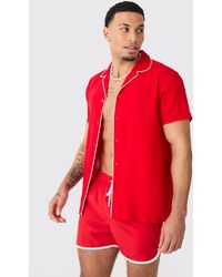 BoohooMAN - Short Sleeve Plain Piping Shirt & Swim Set - Lyst