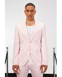 BoohooMAN - Skinny Single Breasted Linen Suit Jacket - Lyst
