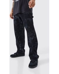 BoohooMAN - Fixed Waist Relaxed Smoke Wash Carpenter Trouser - Lyst