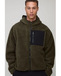 BoohooMAN - Tall Borg Zip Through Hooded Jacket - Lyst