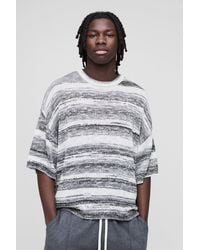 BoohooMAN - Oversized Boxy Ombre Stripe Lightweight Knitted T-shirt - Lyst