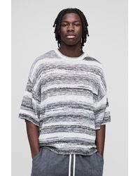 BoohooMAN - Oversized Boxy Ombre Stripe Lightweight Knitted T-shirt - Lyst
