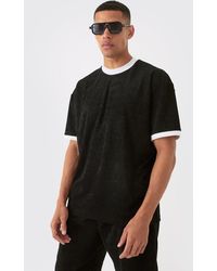 BoohooMAN - Oversized Extended Neck Contrast Towelling T-shirt - Lyst