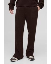 Boohoo - Relaxed Split Hem Brushed Rib Knitted Joggers - Lyst