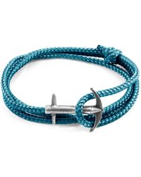 BoohooMAN - Anchor & Crew Admiral Anchor Silver And Rope Bracelet - Lyst