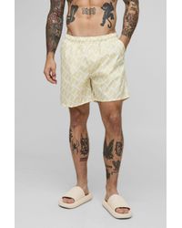 BoohooMAN - Abstract Pattern Printed Mid Length Swim Trunks - Lyst