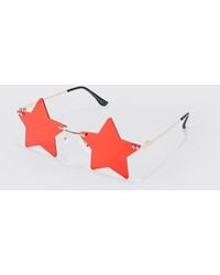 BoohooMAN - Star Rimless Sunglasses In Red - Lyst