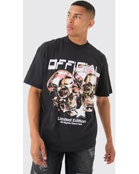 BoohooMAN - Oversized Extended Neck Skull Graphic T-shirt - Lyst