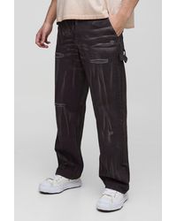 BoohooMAN - Relaxed Fit Overdye Ripped Carpenter Pants - Lyst