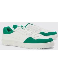 BoohooMAN - Faux Leather Panel Detail Trainer - Lyst