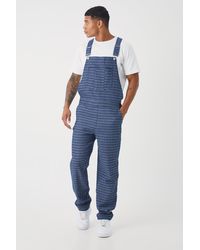 BoohooMAN - Relaxed Fit Fabric Interest Denim Dungaree - Lyst
