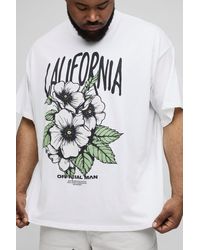 BoohooMAN - Plus Oversized Extended Neck California Floral Print T-Shirt - Lyst