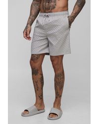 BoohooMAN - Tall Textured Mid Length Swim Trunks - Lyst