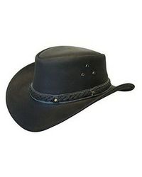 BoohooMAN - Infinity Leather Cowboy Outback Real Leather Aussie Bush Hat - Lyst