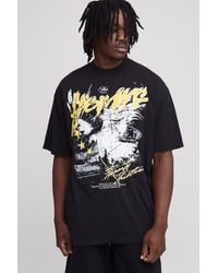 BoohooMAN - Tall Oversized Extended Neck Acid Wash Eagle Print T-Shirt - Lyst
