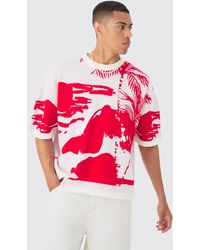 BoohooMAN - Oversized Line Scenic Knitted T-shirt - Lyst