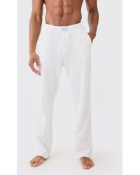 BoohooMAN - Relaxed Fit Waffle Lounge Bottoms In White - Lyst