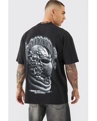 BoohooMAN - Oversized Extended Neck Mask Graphic T-shirt - Lyst