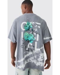 BoohooMAN - Oversized Floral Print Acid Wash T-shirt - Lyst