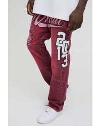 BoohooMAN - Slim Flared Applique Badge Washed Gusset Jeans - Lyst