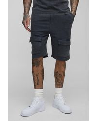 BoohooMAN - Tall lockere Cargo Jersey-Shorts mit Acid-Waschung - Lyst