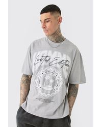 BoohooMAN - Tall Palm Print Graphic T-shirt In Grey - Lyst