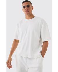 BoohooMAN - Oversized Boxy Extended Neck Heavyweight Ribbed T-shirt - Lyst