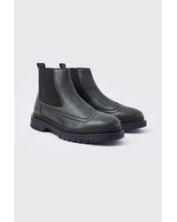 BoohooMAN - Faux Leather Chelsea Boots With Track Sole - Lyst