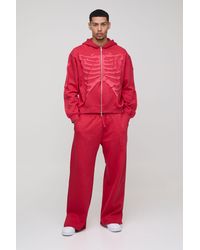 BoohooMAN - Oversized Skeleton Print Zip Through Hooded Tracksuit - Lyst
