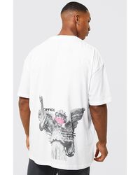BoohooMAN Oversized Statue Back Graphic T-shirt - White