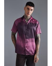 BoohooMAN - Short Sleeve Oversized Ombre Satin Shirt - Lyst