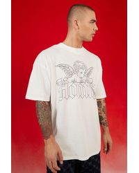 BoohooMAN - Oversized Extended Neck Cherub Print T-shirt - Lyst