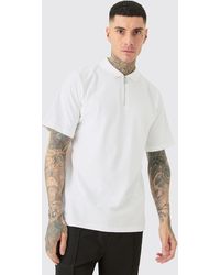 BoohooMAN - Tall Short Sleeve Pique Polo In White - Lyst