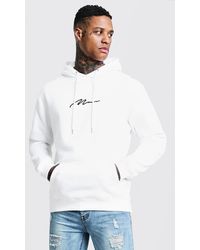 BoohooMAN Kapuzenpullover Mit Aufgesticktem Man Namenszug - White