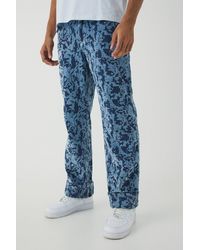 BoohooMAN - Relaxed Fit Abstract Flock Jeans - Lyst