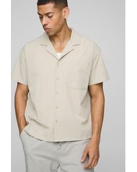 BoohooMAN - Kurzärmliges kastiges Stretch-Hemd - Lyst