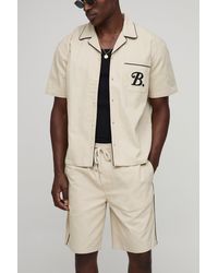 BoohooMAN - Oversize Twill-Hemd mit Taschen-Detail & Shorts - Lyst