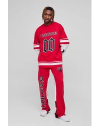 BoohooMAN - Tall Limited Print Oversized Faux Layer T-shirt And Gusset Jogger Set - Lyst