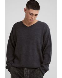 BoohooMAN - Boxy V Neck Waffle Knit Jumper - Lyst