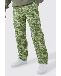 BoohooMAN - Fixed Waist Relaxed Zip Off Leg Camo Cargo Trouser - Lyst